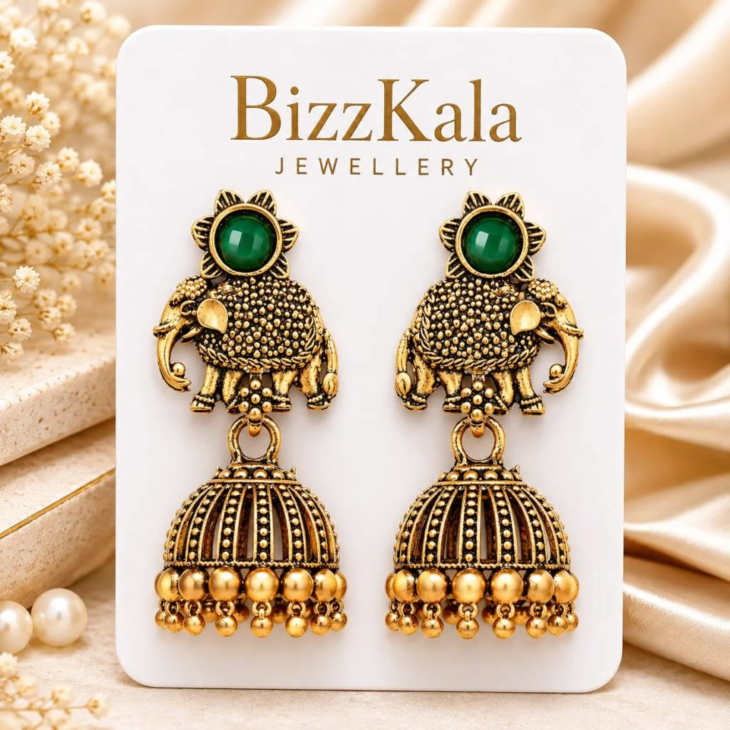 Antique Elephant Dome Jhumka for Women