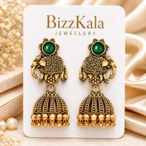 Antique Elephant Dome Jhumka for Women - Image 1