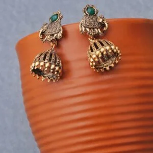 Antique Elephant Dome Jhumka for Women - Image 3