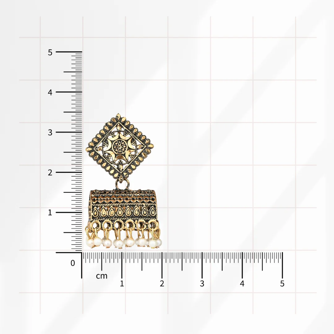 Antique Pearl Barrel Jhumka for Women - Image 4