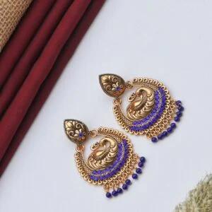 Blue Peacock Antique Jhumka for Women - Image 3