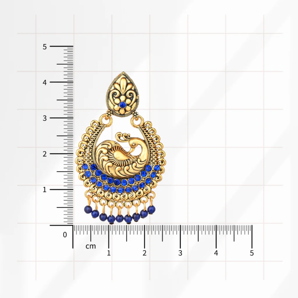 Blue Peacock Antique Jhumka for Women