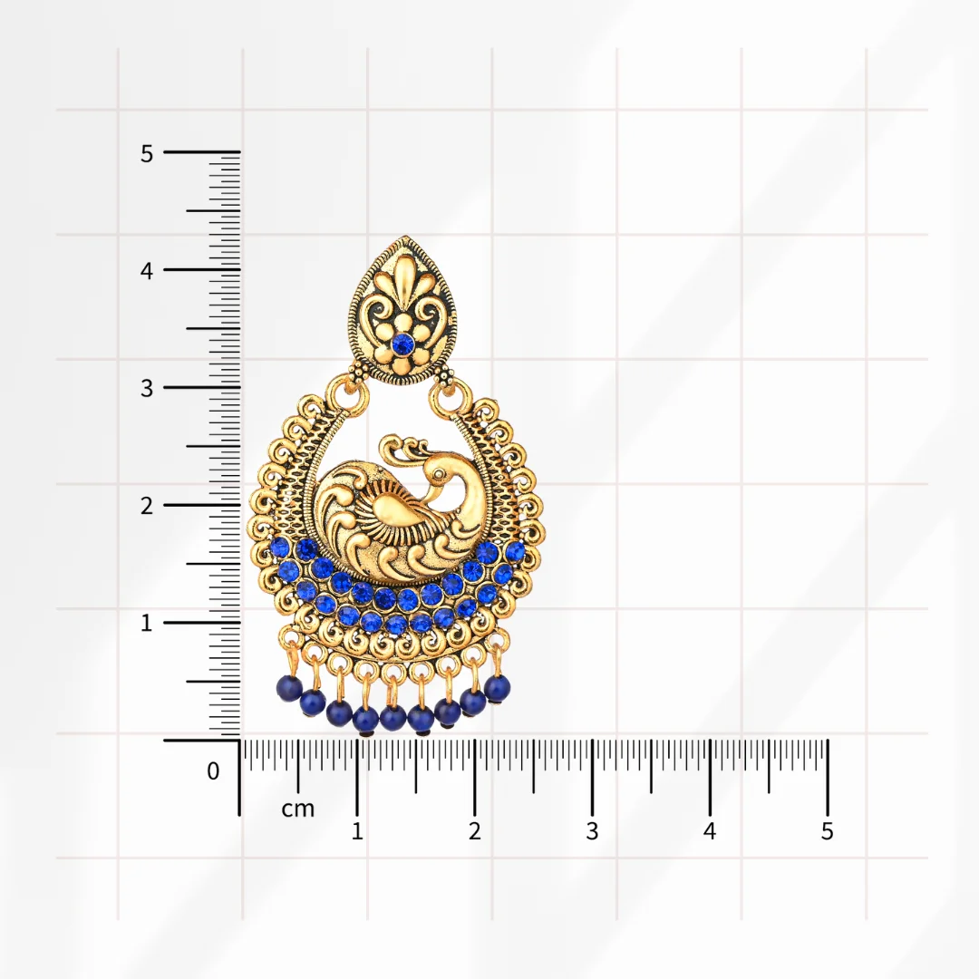 Blue Peacock Antique Jhumka for Women - Image 4