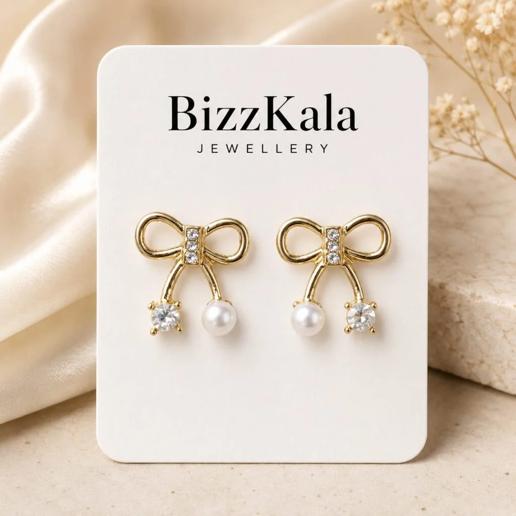 Bow Pearl Crystal Earrings for Women