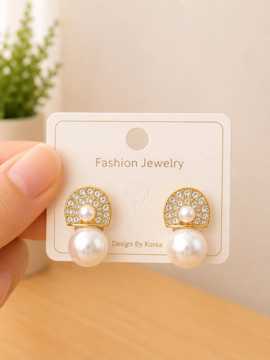 Crystal Arch Pearl Drop Earrings for Women - Image 4