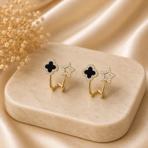 Crystal Clover Star Ear Cuff Earrings for Women - Image 3