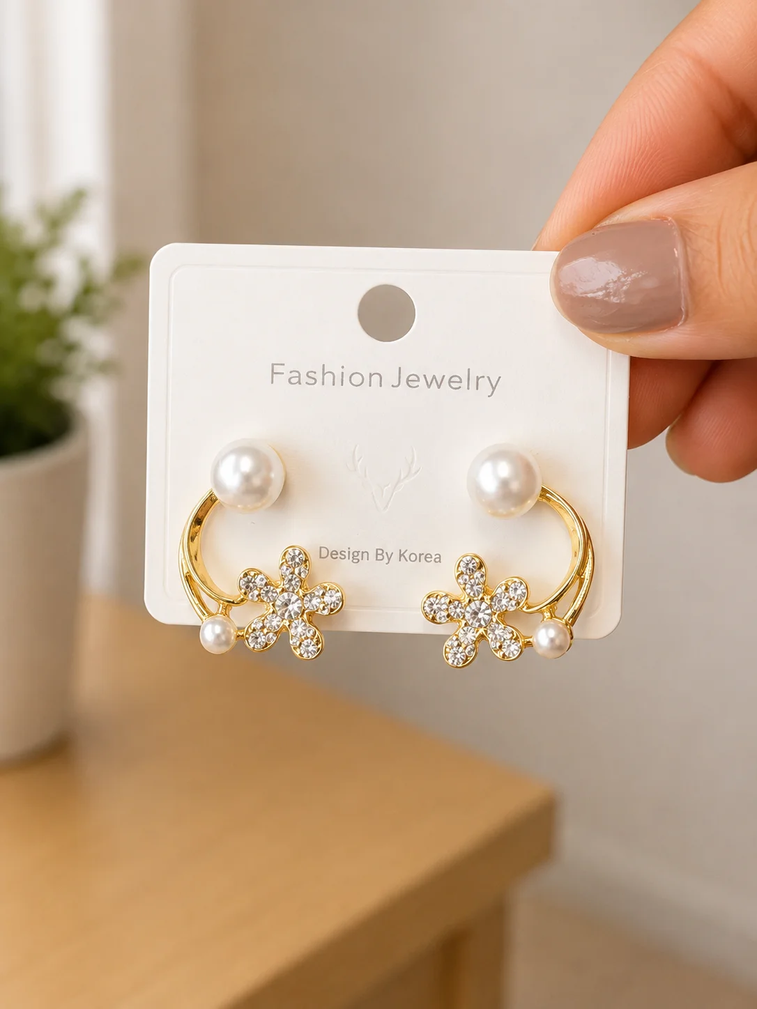 Crystal Flower Pearl Vine Earrings for Women - Image 4