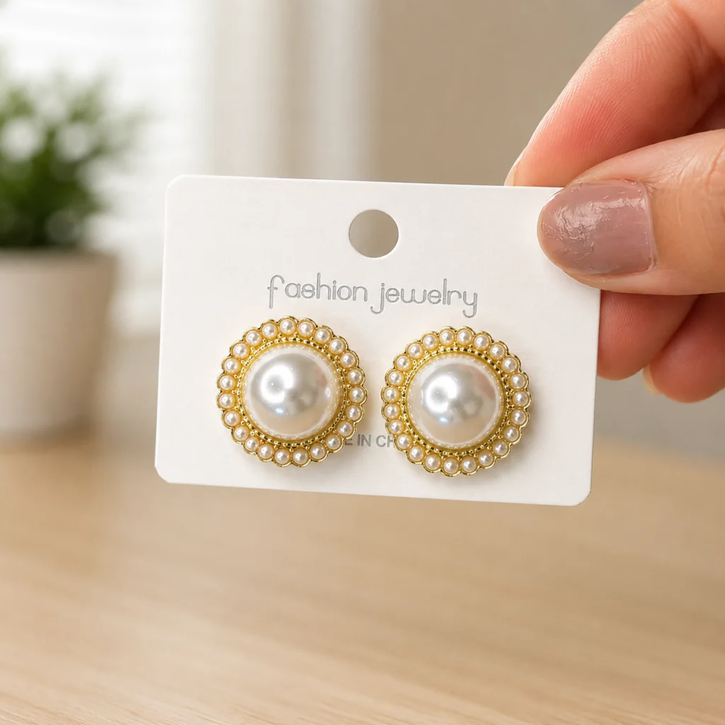 Pearl Halo Stud Earrings for Women