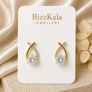 Crystal Ribbon Solitaire Earrings for Women - Image 1