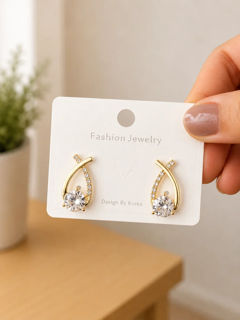 Crystal Ribbon Solitaire Earrings for Women