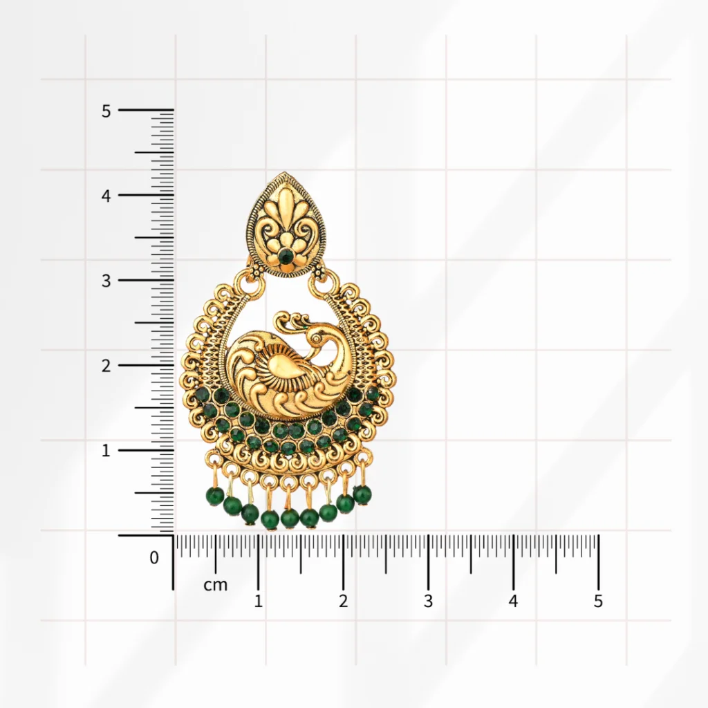 Green Peacock Antique Jhumka for Women