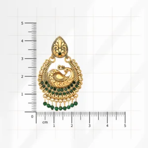 Green Peacock Antique Jhumka for Women - Image 4