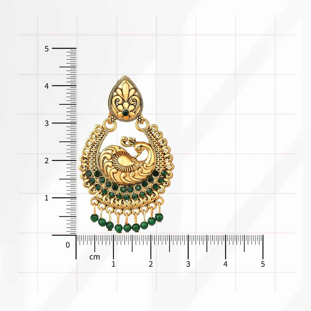 Green Peacock Antique Jhumka for Women - Image 4