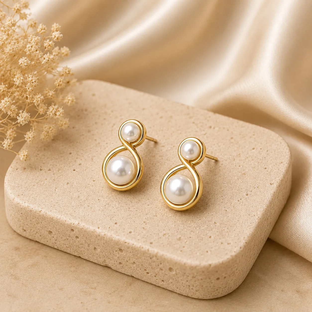 Infinity Pearl Stud Earrings for Women - Image 3