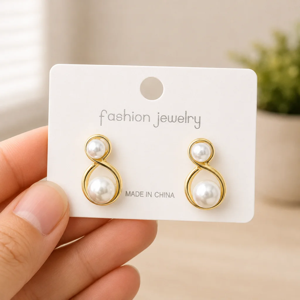 Infinity Pearl Stud Earrings for Women
