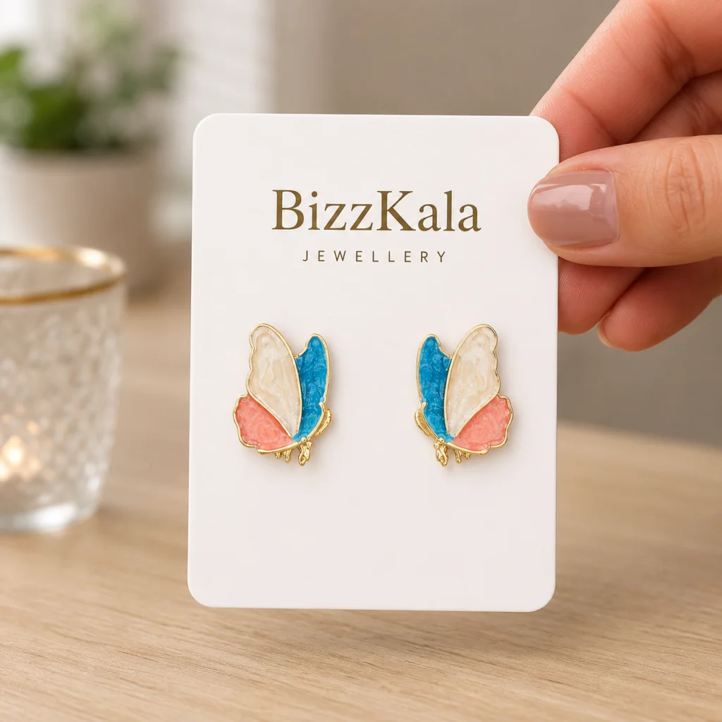 Multicolor Butterfly Stud Earrings for Women