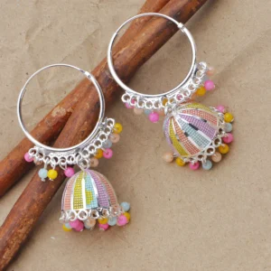 Multicolor Hoop Jhumka for Women - Image 3