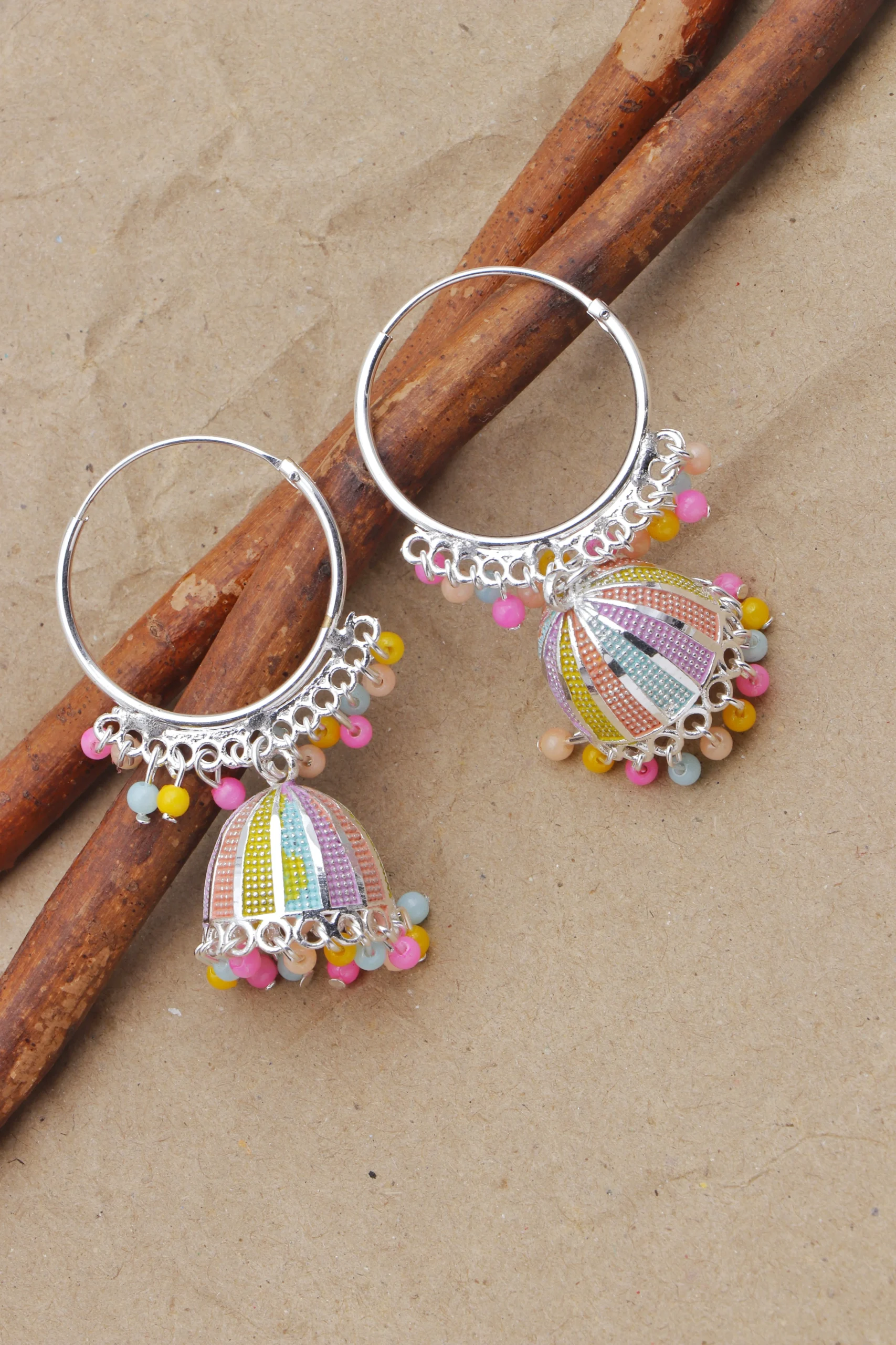 Multicolor Hoop Jhumka for Women - Image 3