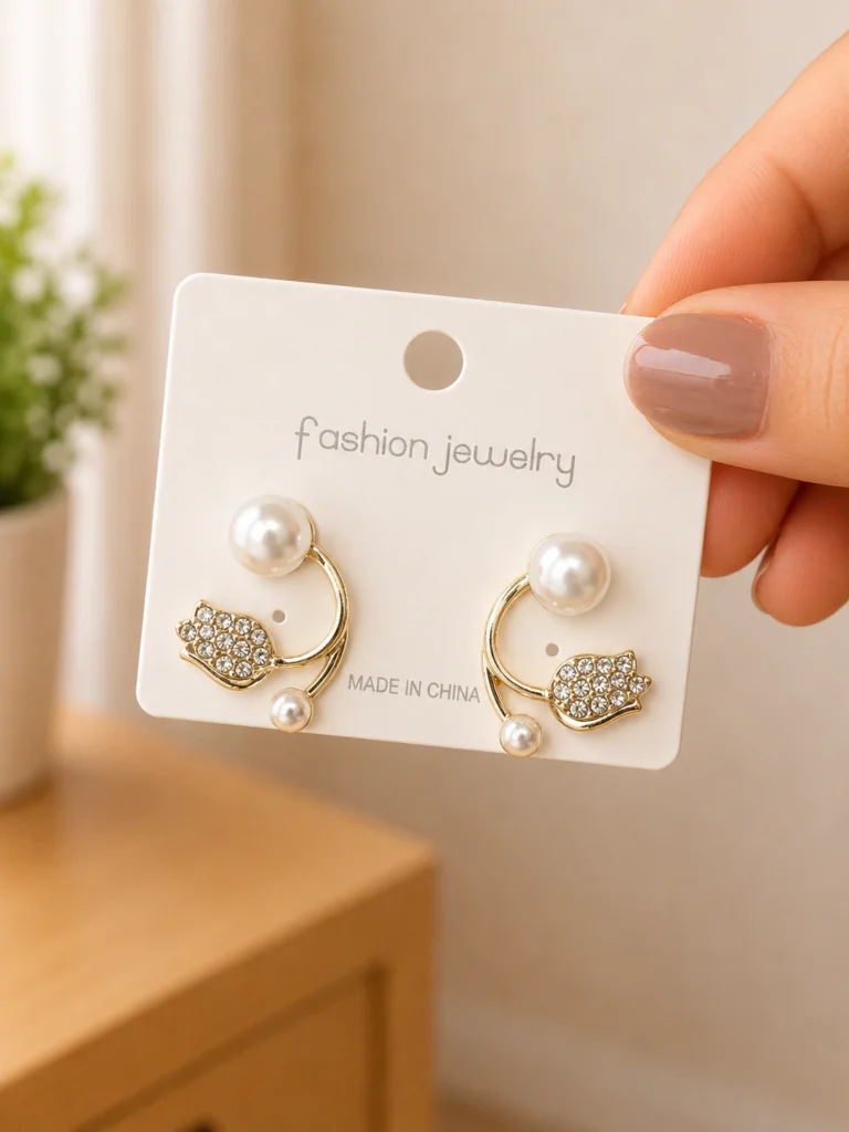 Pearl Crystal Tulip Earrings for Women