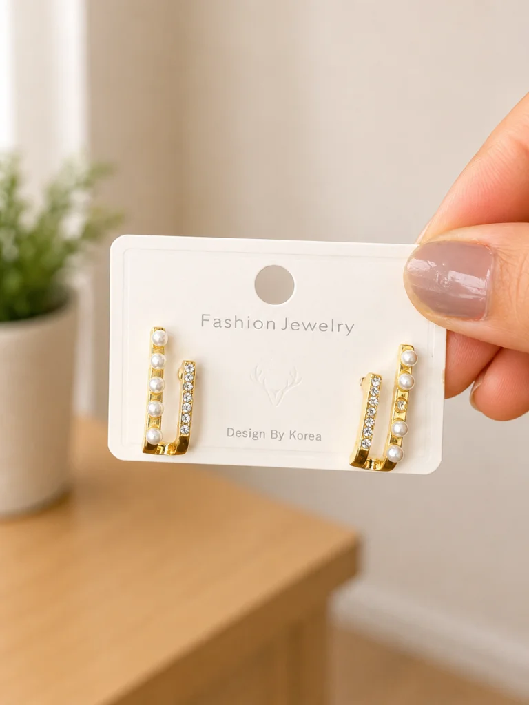Pearl Crystal U-Shape Earrings for Women