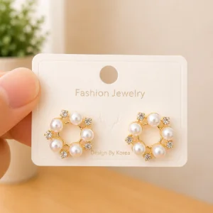 Pearl Crystal Wreath Stud Earrings for Women - Image 4