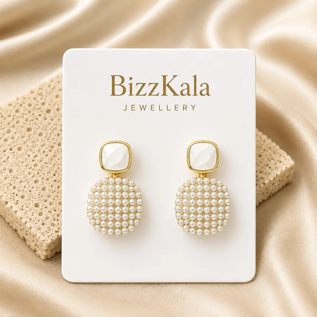 Pearl Disc Statement Earrings for Women
