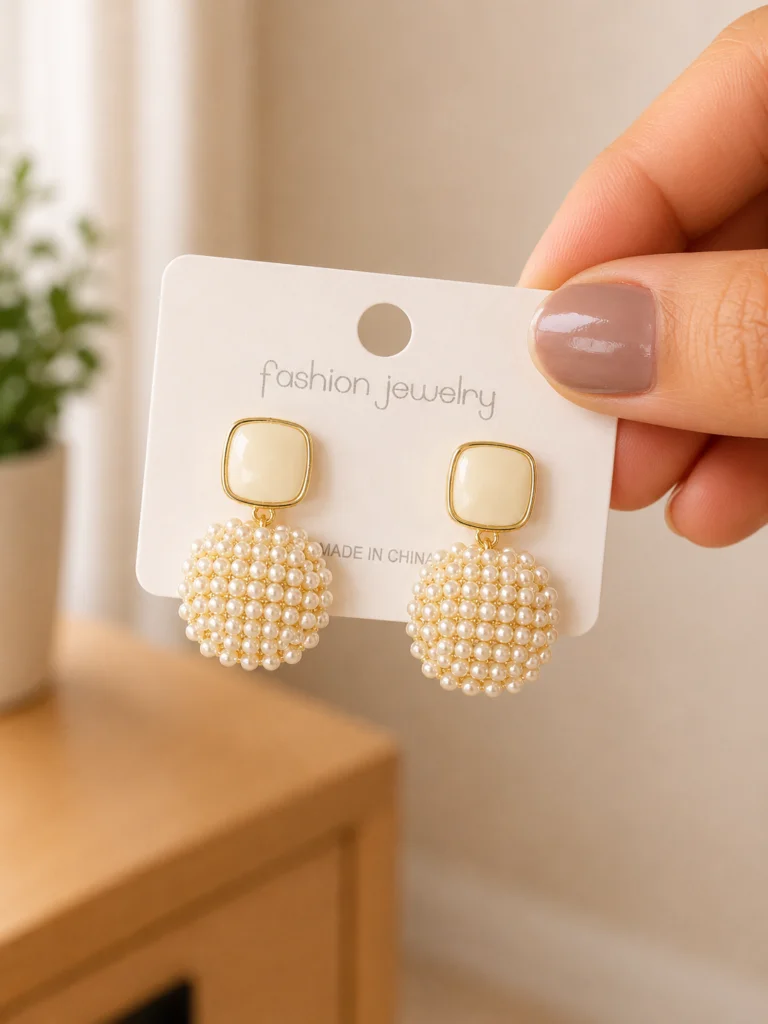Pearl Disc Statement Earrings for Women