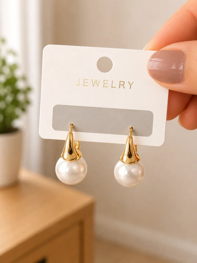 Pearl Drop Hoop Earrings for Women