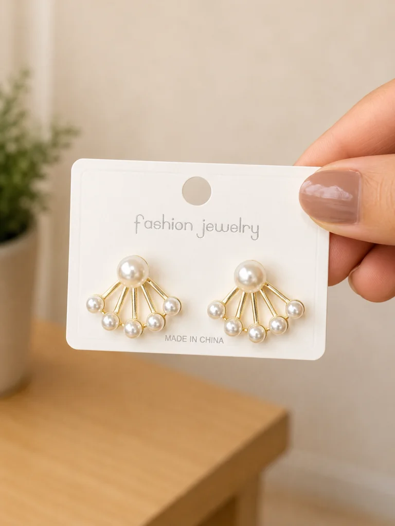 Pearl Fan Statement Earrings for Women