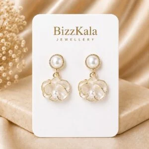 Pearl Floral Drop Earrings for Women - Image 1