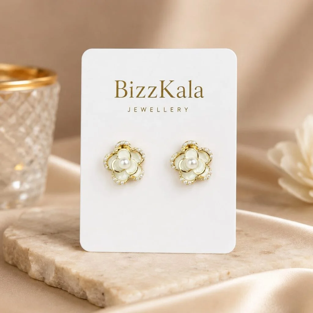 Pearl Flower Stud Earrings for Women