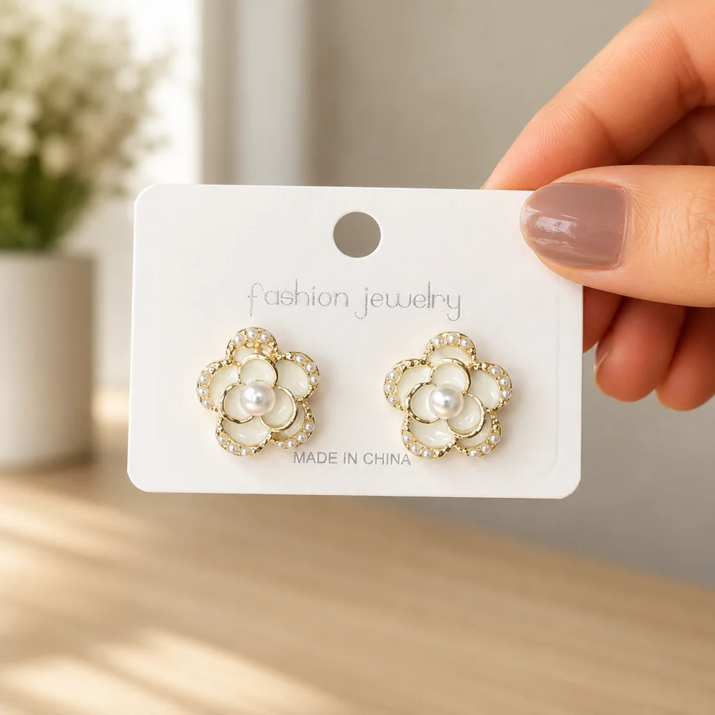 Pearl Flower Stud Earrings for Women