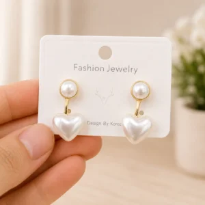 Pearl Heart Drop Earrings for Women - Image 4