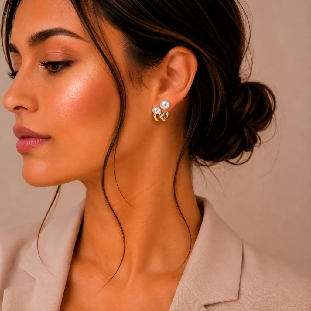 Pearl Knot Stud Earrings for Women