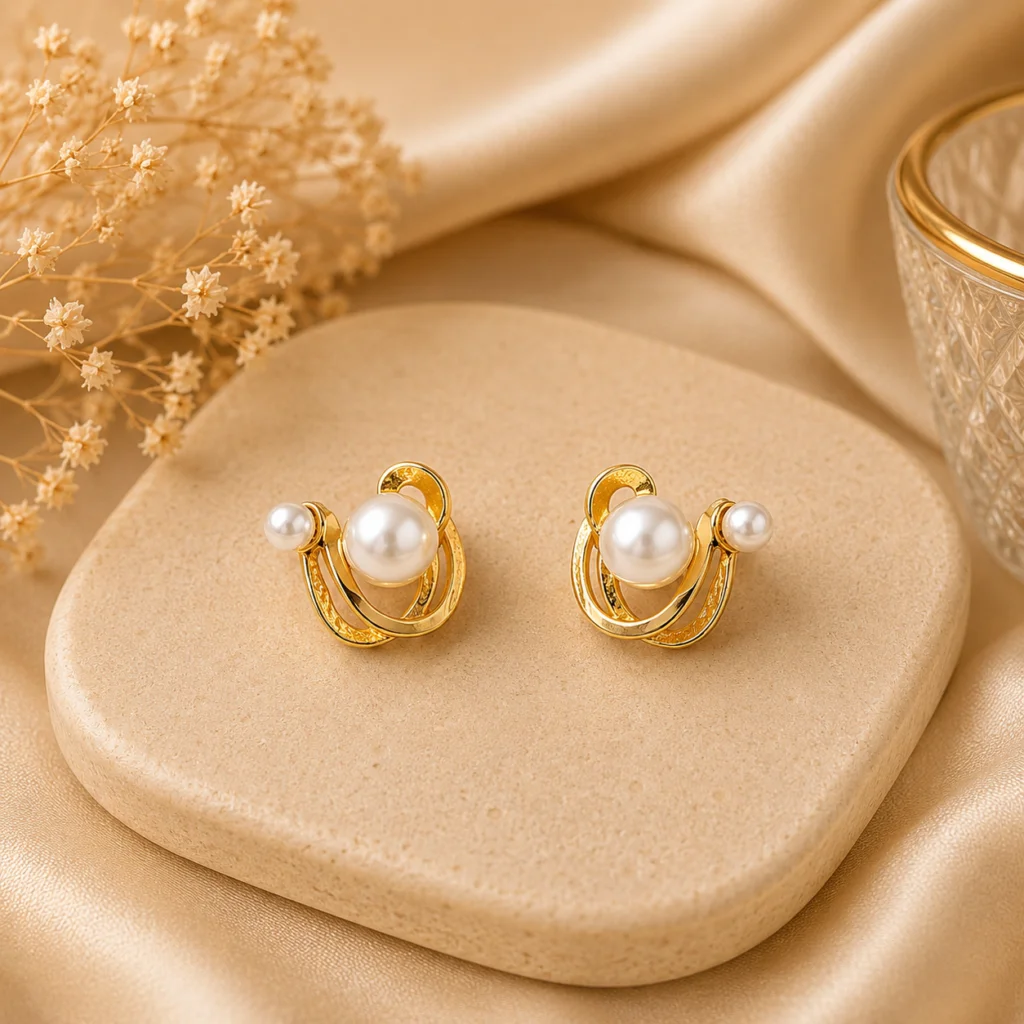 Pearl Knot Stud Earrings for Women