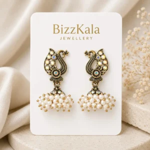 Antique Pearl Peacock Jhumka for Women - Image 1