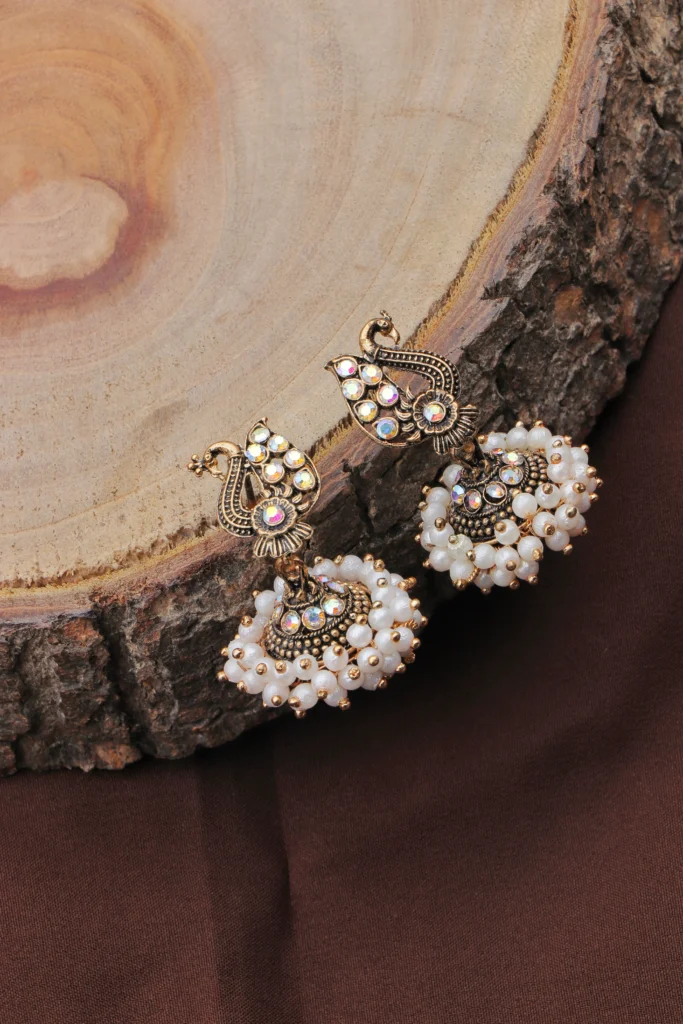 Antique Pearl Peacock Jhumka for Women