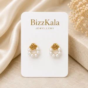 Pearl Rose Flower Stud Earrings for Women - Image 1