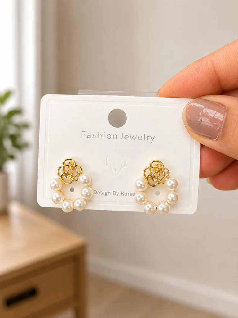 Pearl Rose Flower Stud Earrings for Women