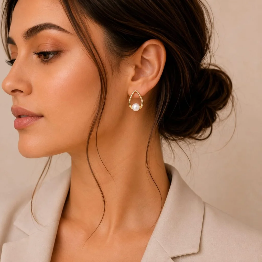 Pearl Teardrop Stud Earrings for Women