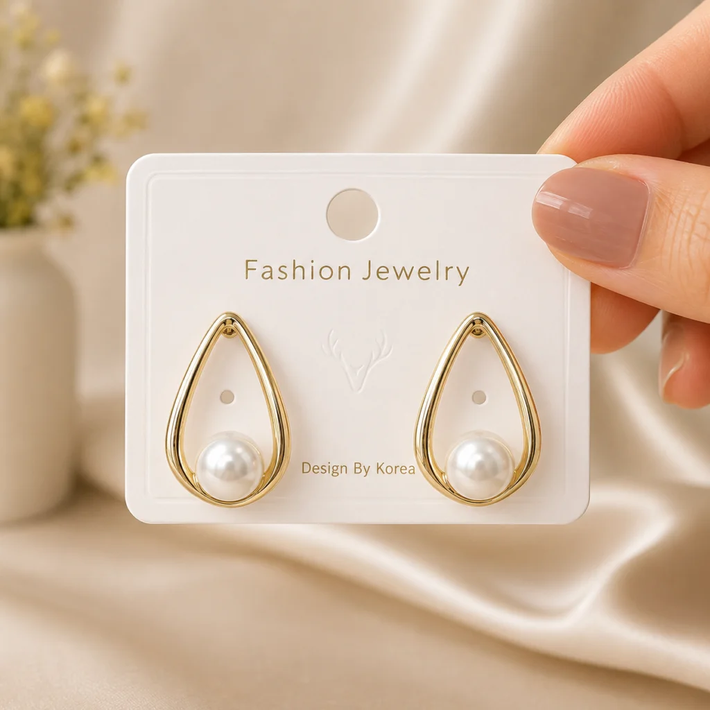 Pearl Teardrop Stud Earrings for Women