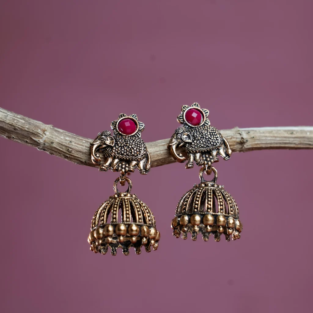 Pink Elephant Dome Jhumka for Women