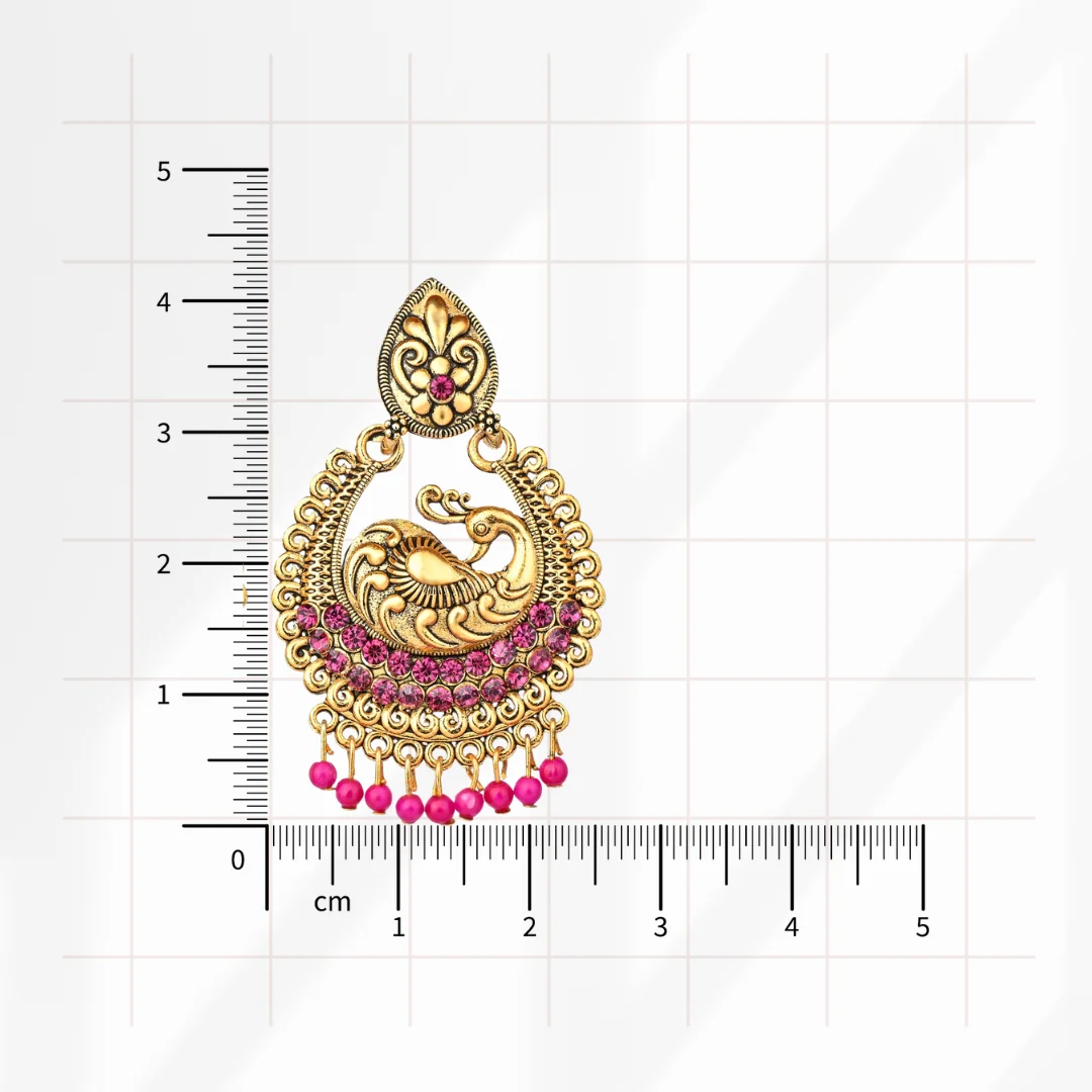 Pink Peacock Antique Jhumka for Women - Image 4