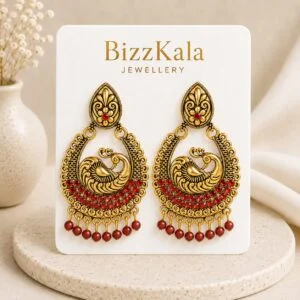 Red Peacock Antique Jhumka for Women - Image 1