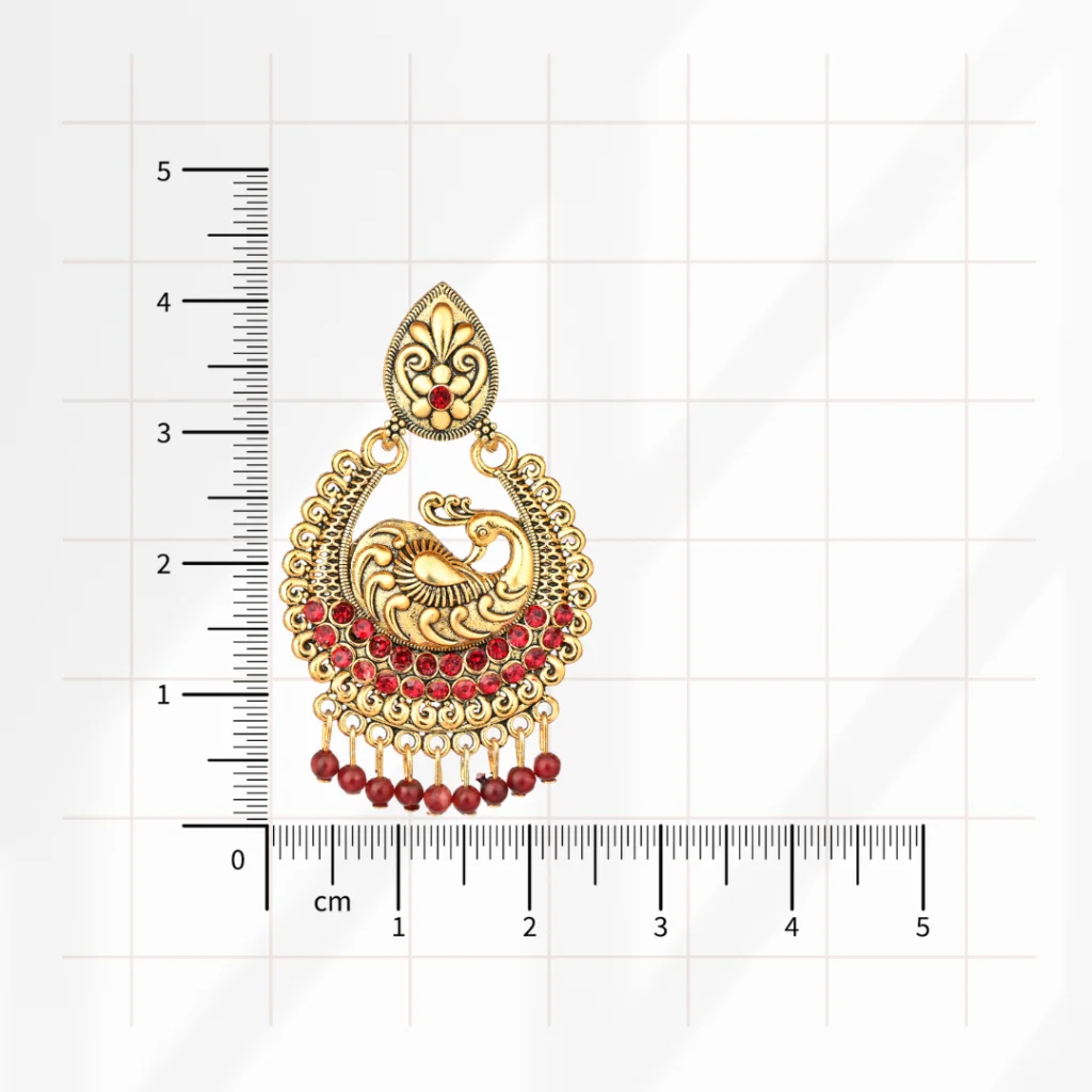 Red Peacock Antique Jhumka for Women