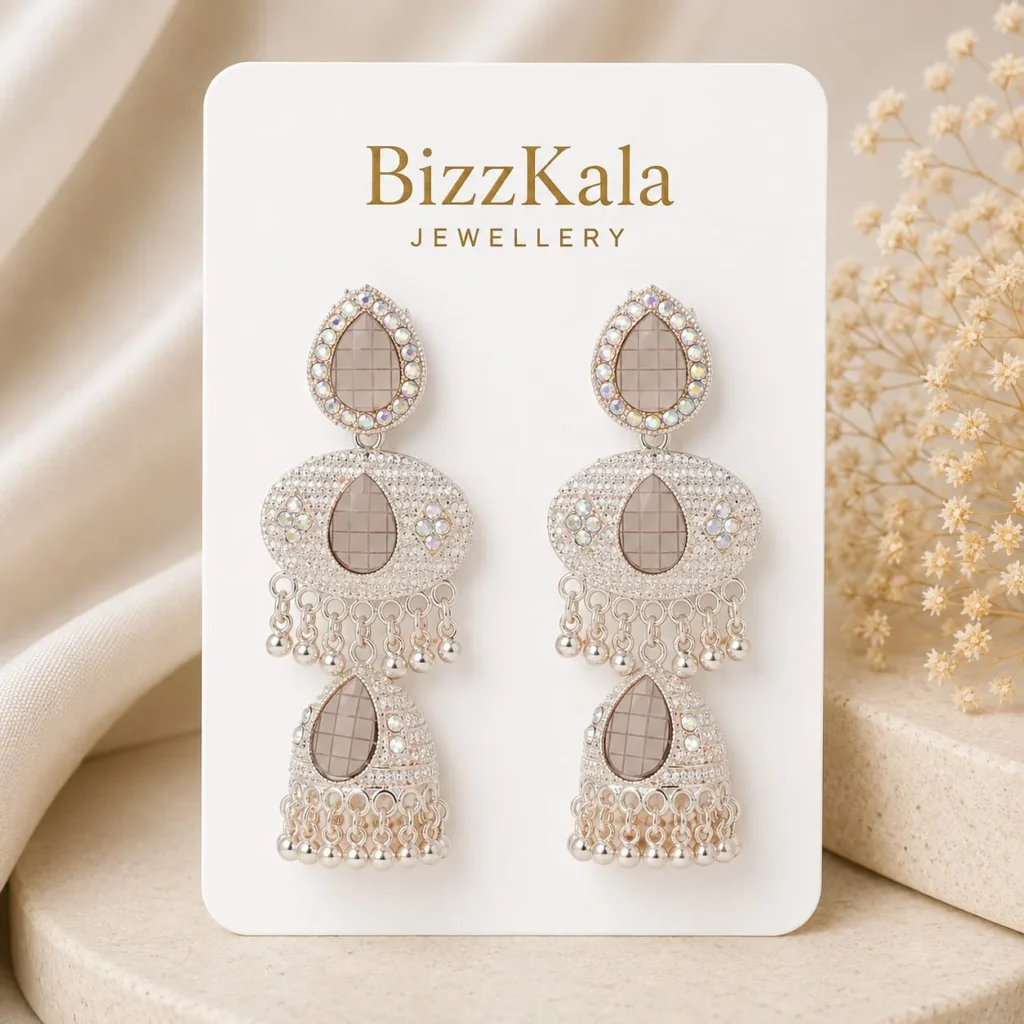 Rose Gold Mirror Jhumka for Women