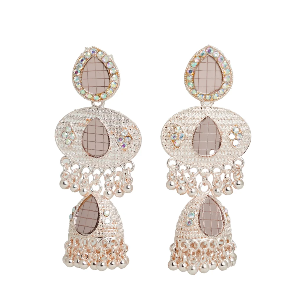 Rose Gold Mirror Jhumka for Women