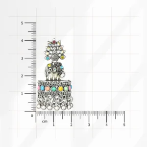 Silver Elephant Multicolor Jhumka for Women - Image 4