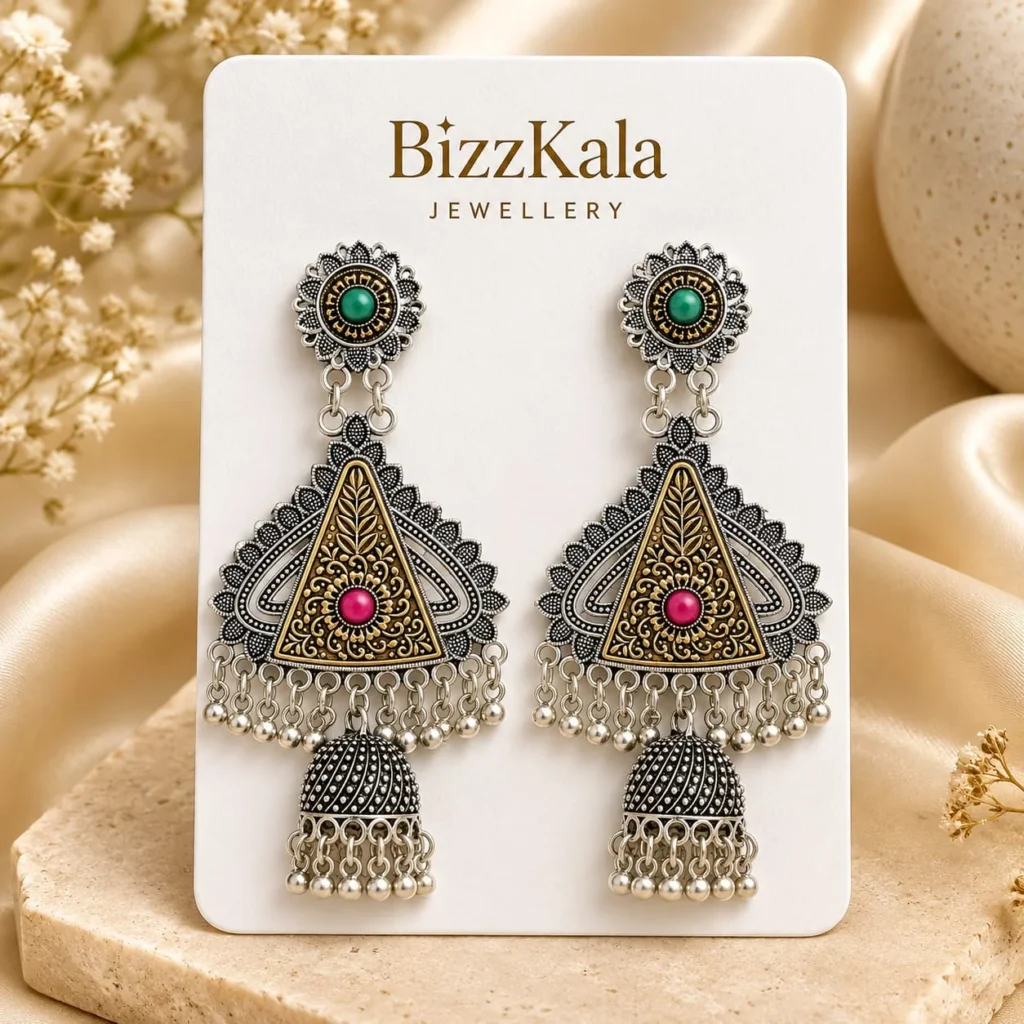 Silver Triangle Jhumka for Women