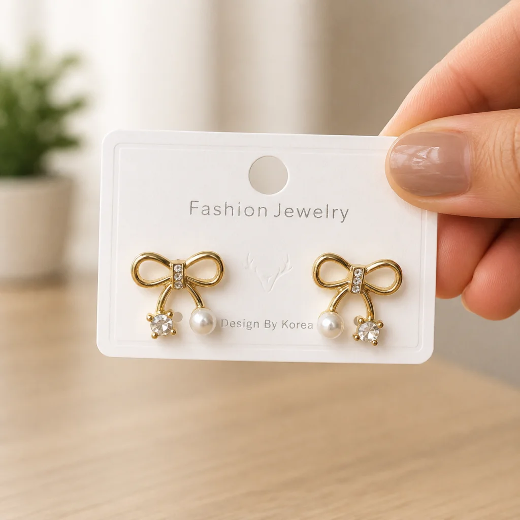 Bow Pearl Crystal Earrings for Women
